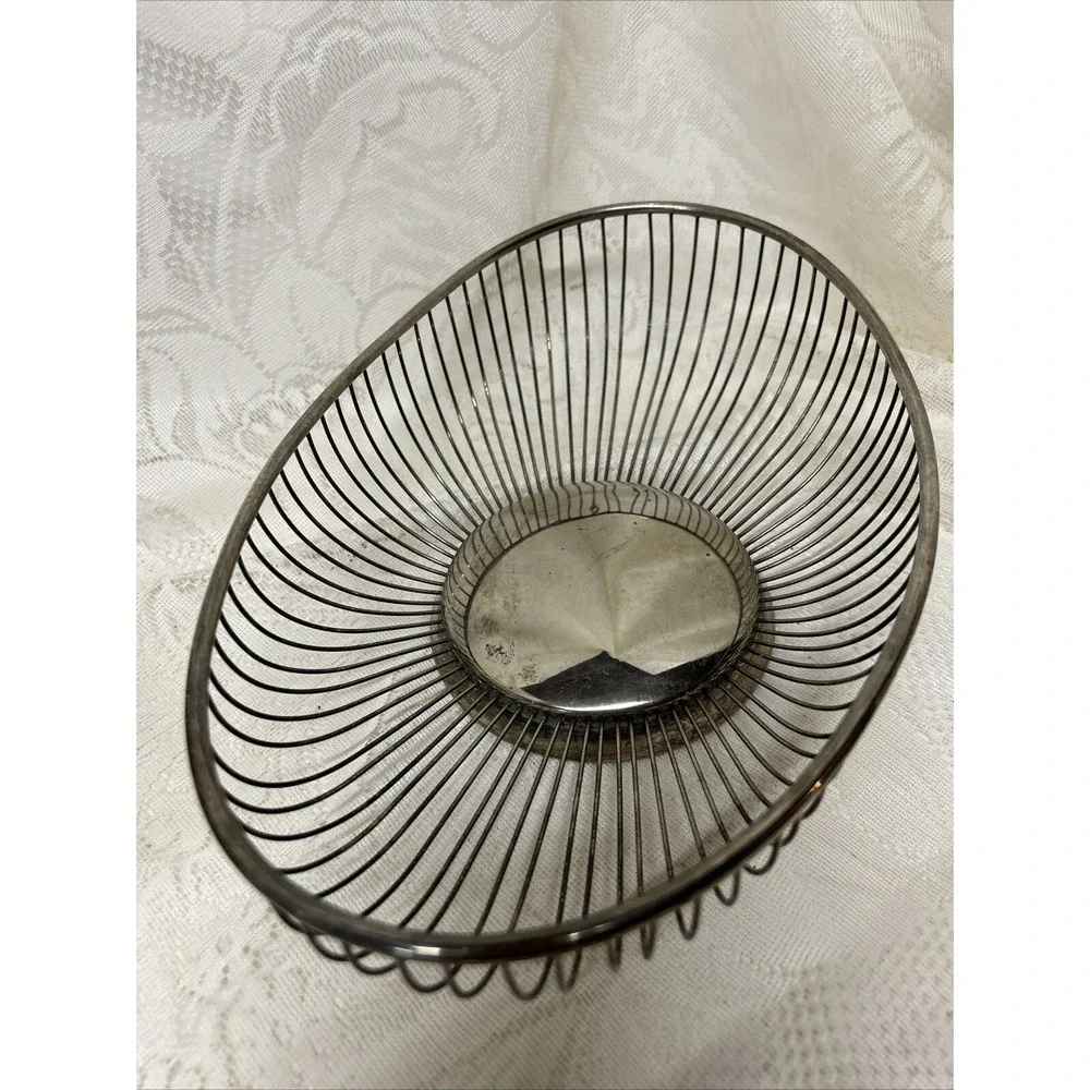 Vintage Oval SilverPlate Wire Bread Fruit Basket Raimond Italy MCM